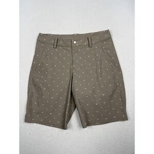 Lululemon Shorts Mens 34 Brown Geo Print Chino Golf Stretch Casual 10 Inseam